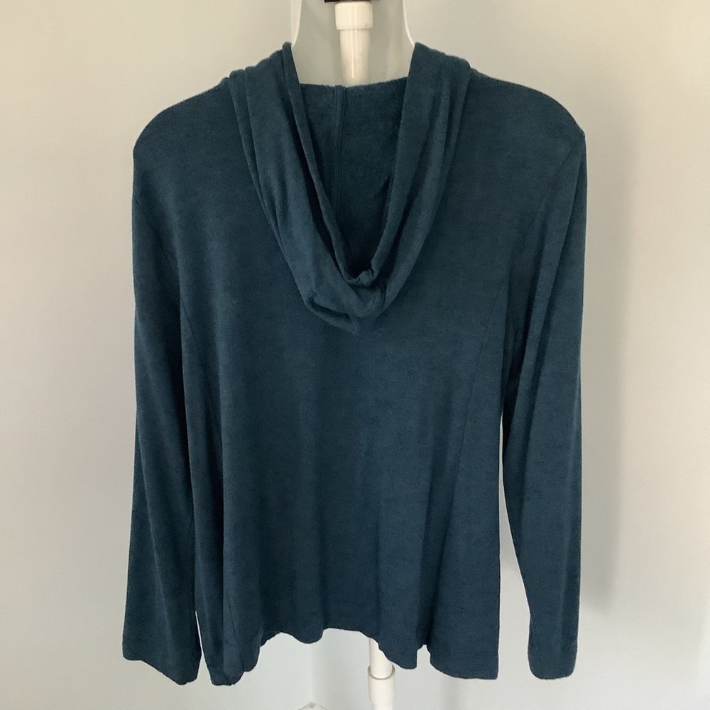 Purejill Tranquility Fleece Dark Heather Blue Hooded Top Sz. MP - Picture 2 of 8